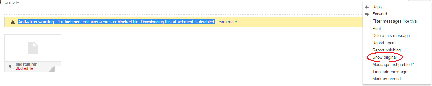 Retrieving Gmail blocked attachments — /var/